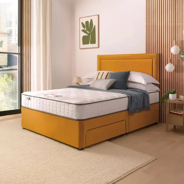Silentnight Divan Bed Set – Malvern Velvet Headboard & 800 Pocket Spring Mirapocket Mattress